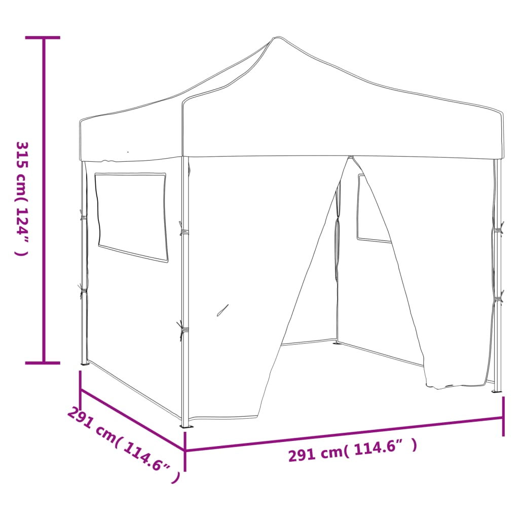 Tenda dobrável 3 x 3 m creme com 4 paredes