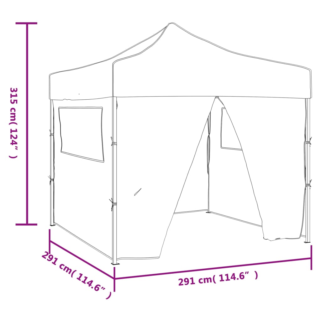 Tenda dobrável 3 x 3 m verde com 4 paredes