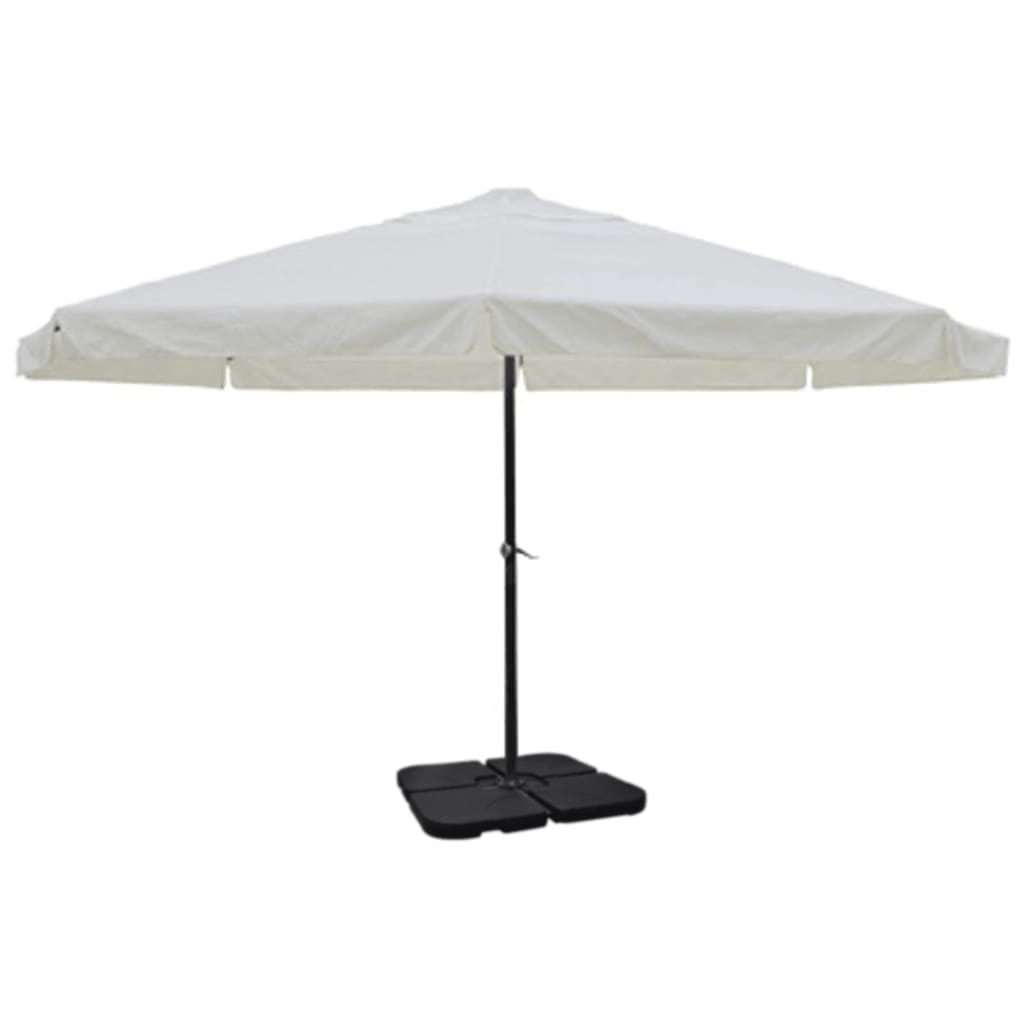Guarda-sol de jardim em alumínio com base portátil branco