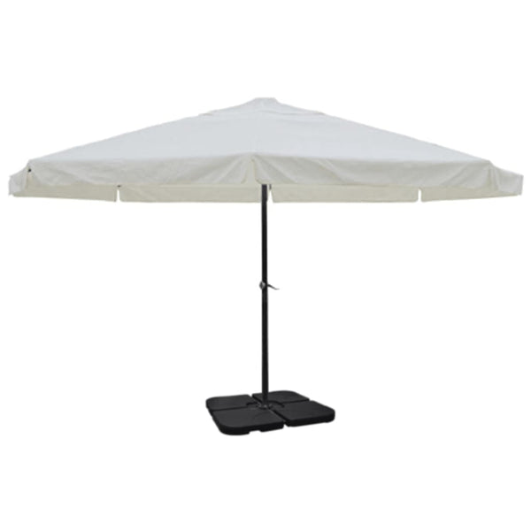 Guarda-sol de jardim em alumínio com base portátil branco