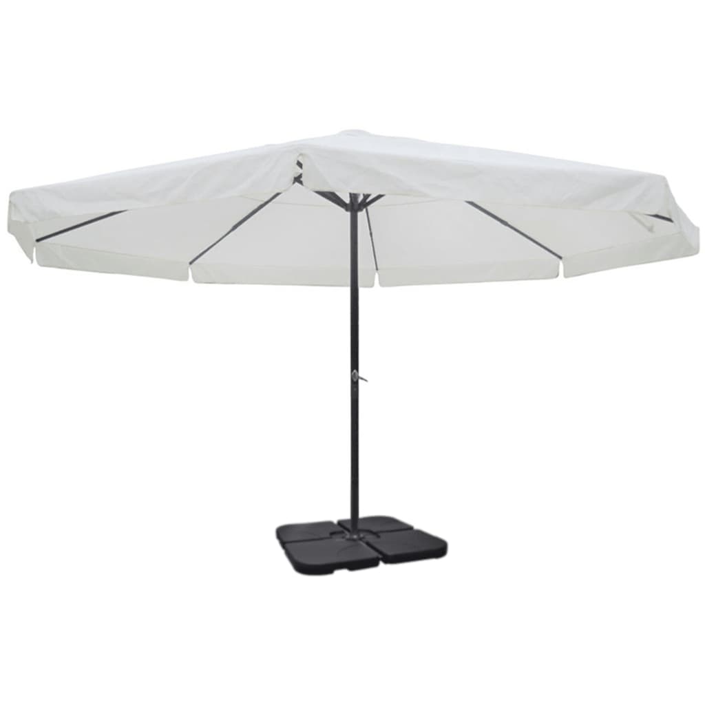 Guarda-sol de jardim em alumínio com base portátil branco