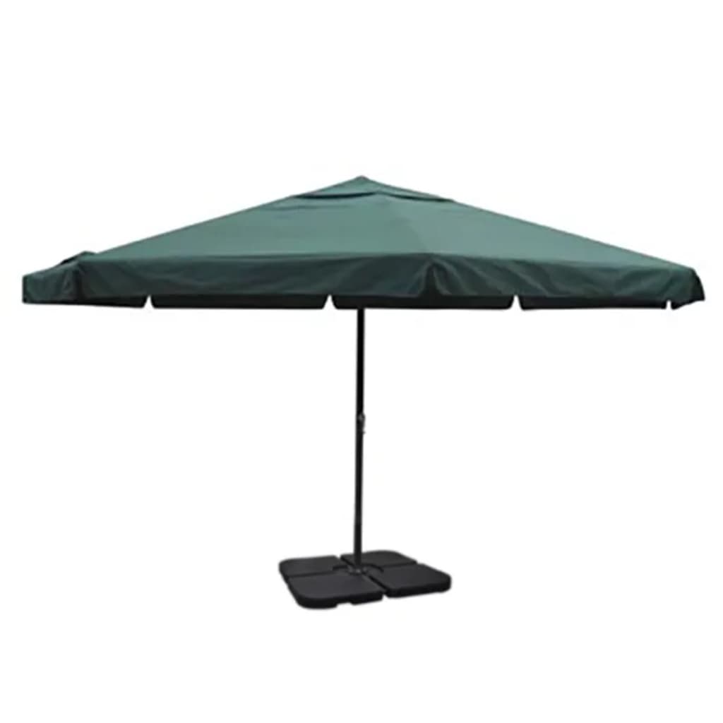 Guarda-sol de jardim em alumínio com base portátil verde