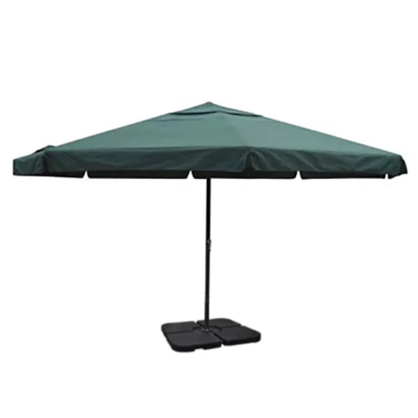Guarda-sol de jardim em alumínio com base portátil verde