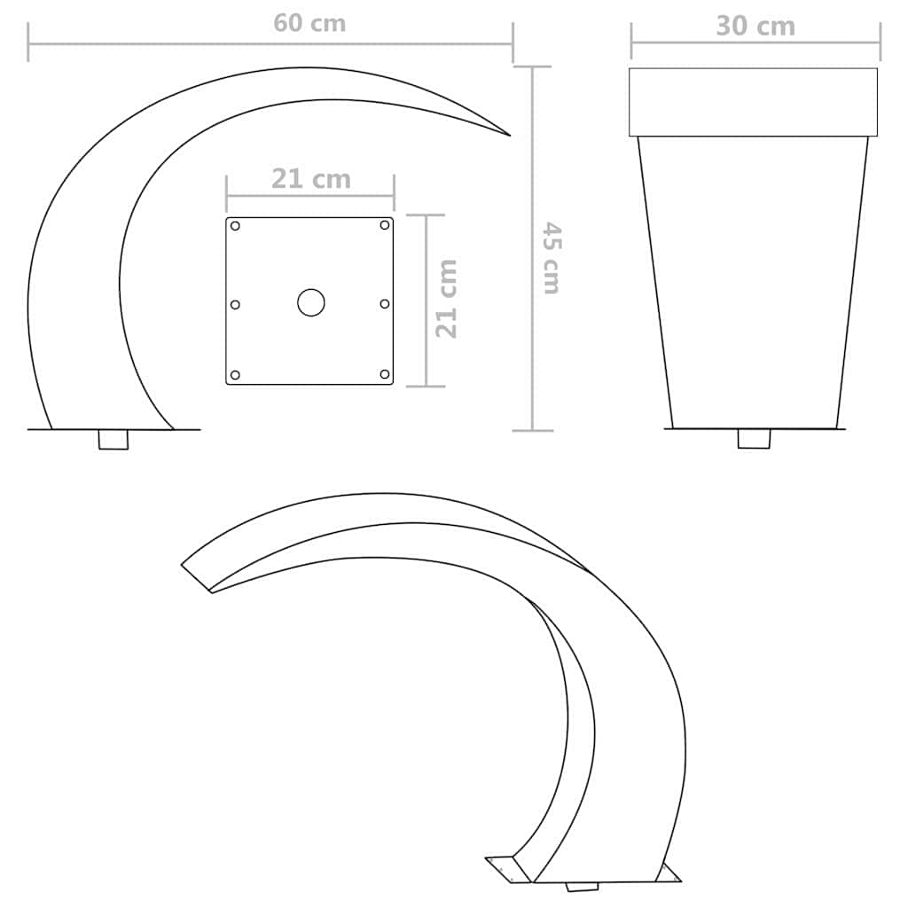 Fonte para piscina jardim aço inoxidável 45x30x60 cm