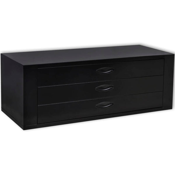 Caixa de ferramentas em metal 3 gavetas preto