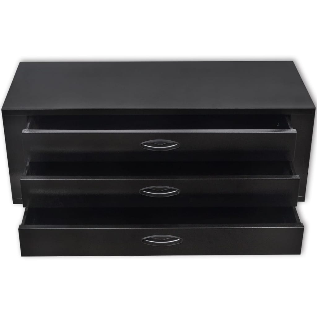 Caixa de ferramentas em metal 3 gavetas preto