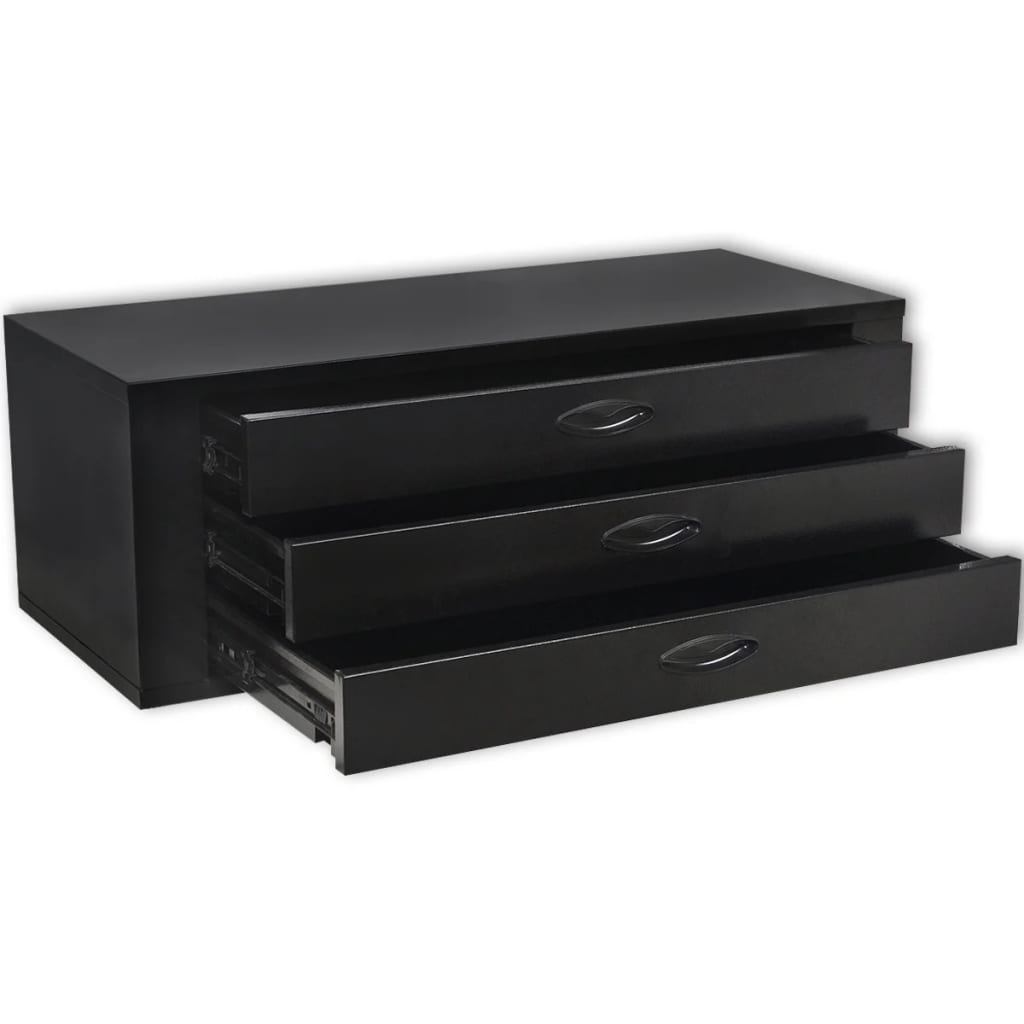 Caixa de ferramentas em metal 3 gavetas preto