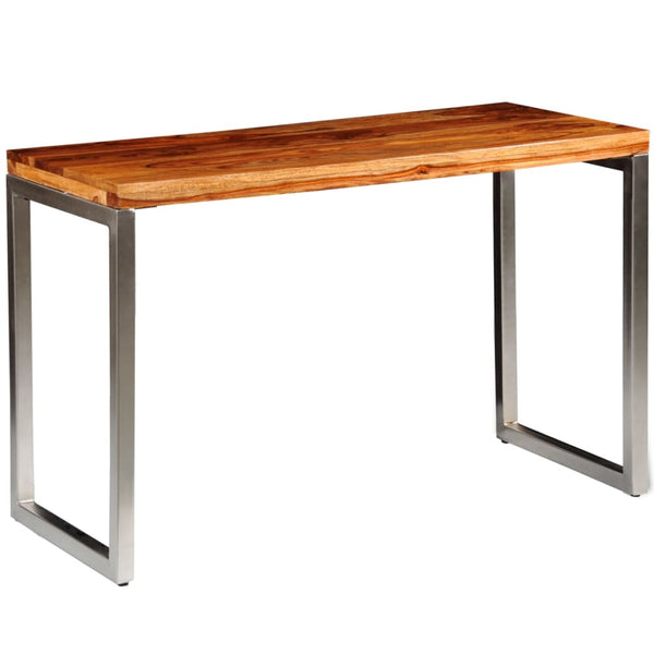 Mesa de jantar/escritório pernas de aço madeira maciça