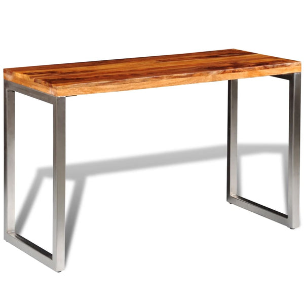 Mesa de jantar/escritório pernas de aço madeira maciça