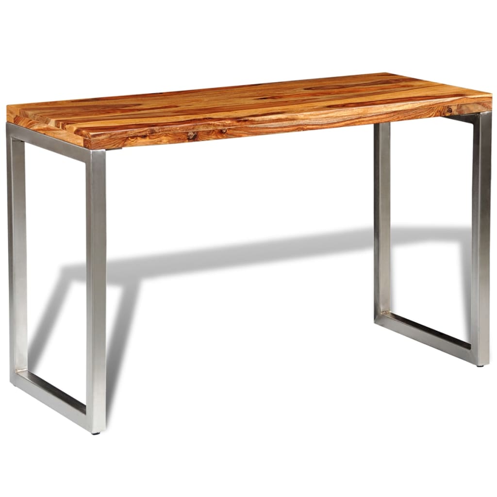 Mesa de jantar/escritório pernas de aço madeira maciça
