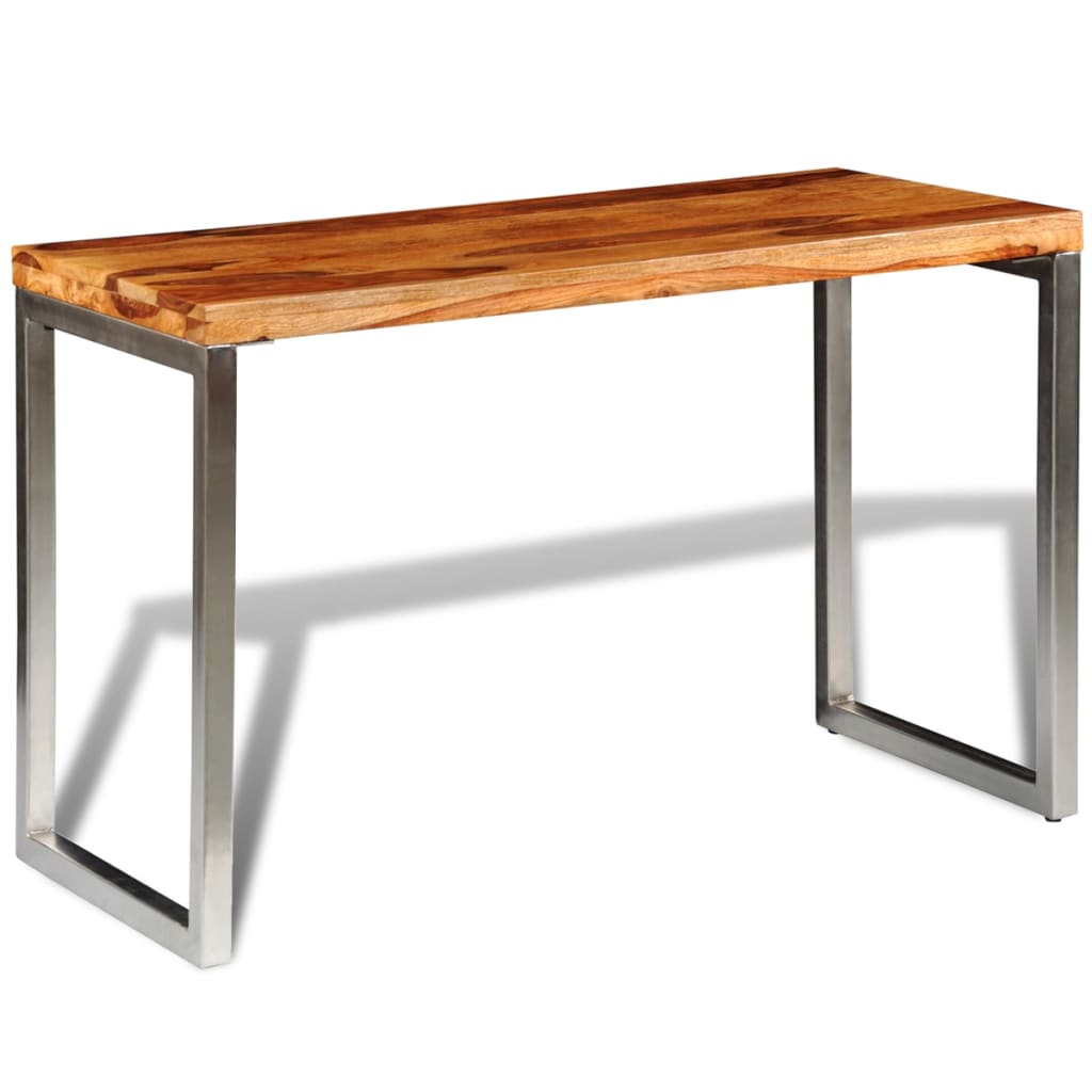 Mesa de jantar/escritório pernas de aço madeira maciça