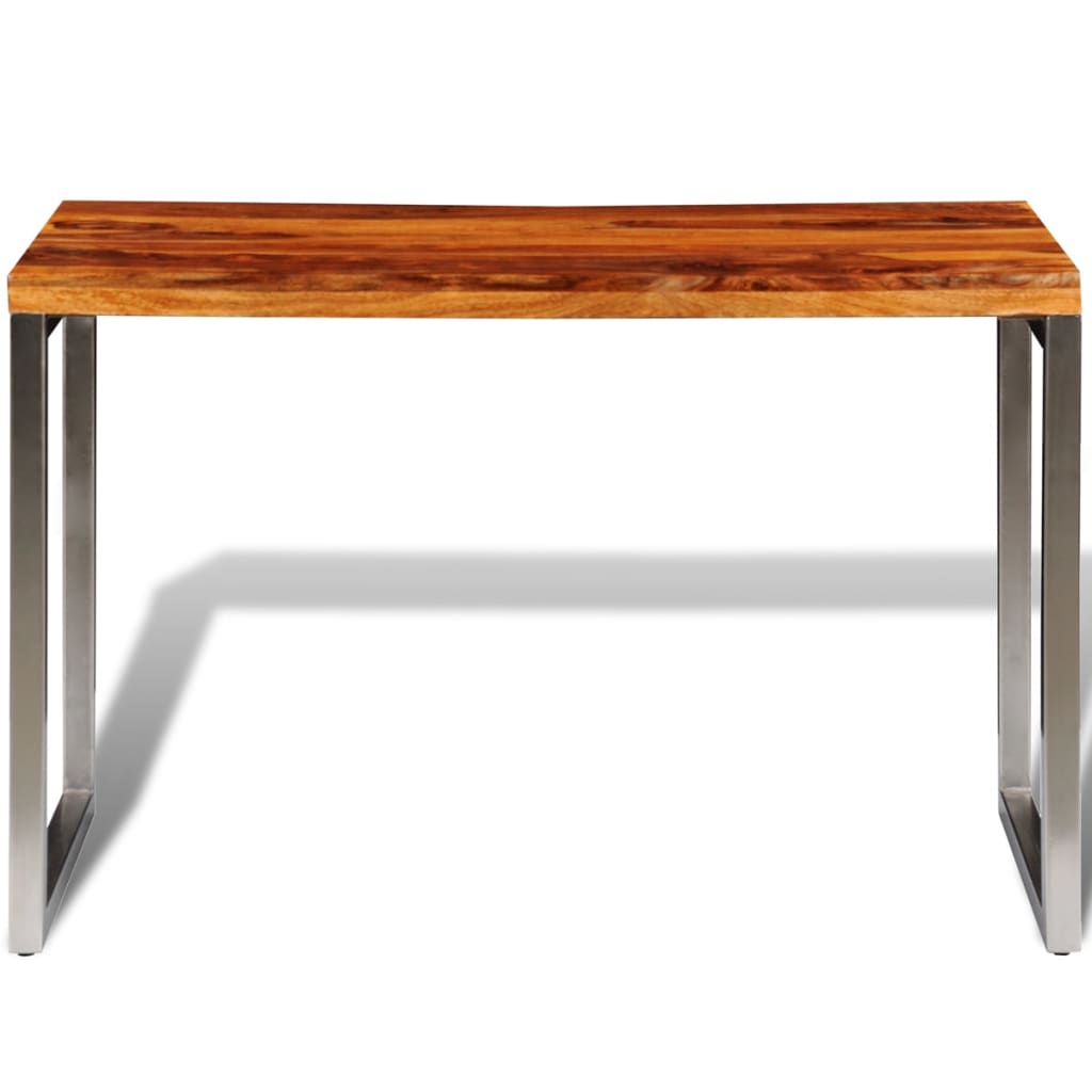 Mesa de jantar/escritório pernas de aço madeira maciça