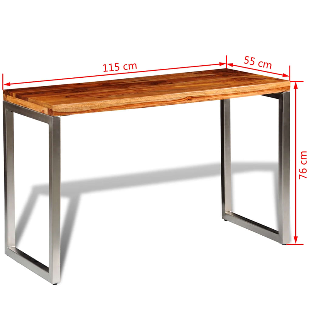 Mesa de jantar/escritório pernas de aço madeira maciça