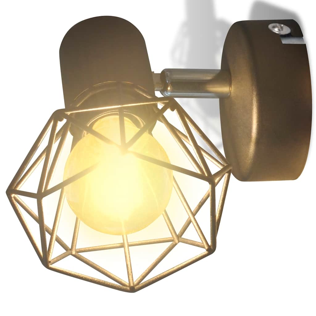 2 Candeeiros de parede estilo industrial + lâmpada filamento LED preto