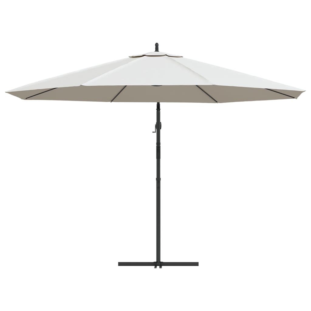 Guarda-sol de jardim cantilever 3,5 m branco areia