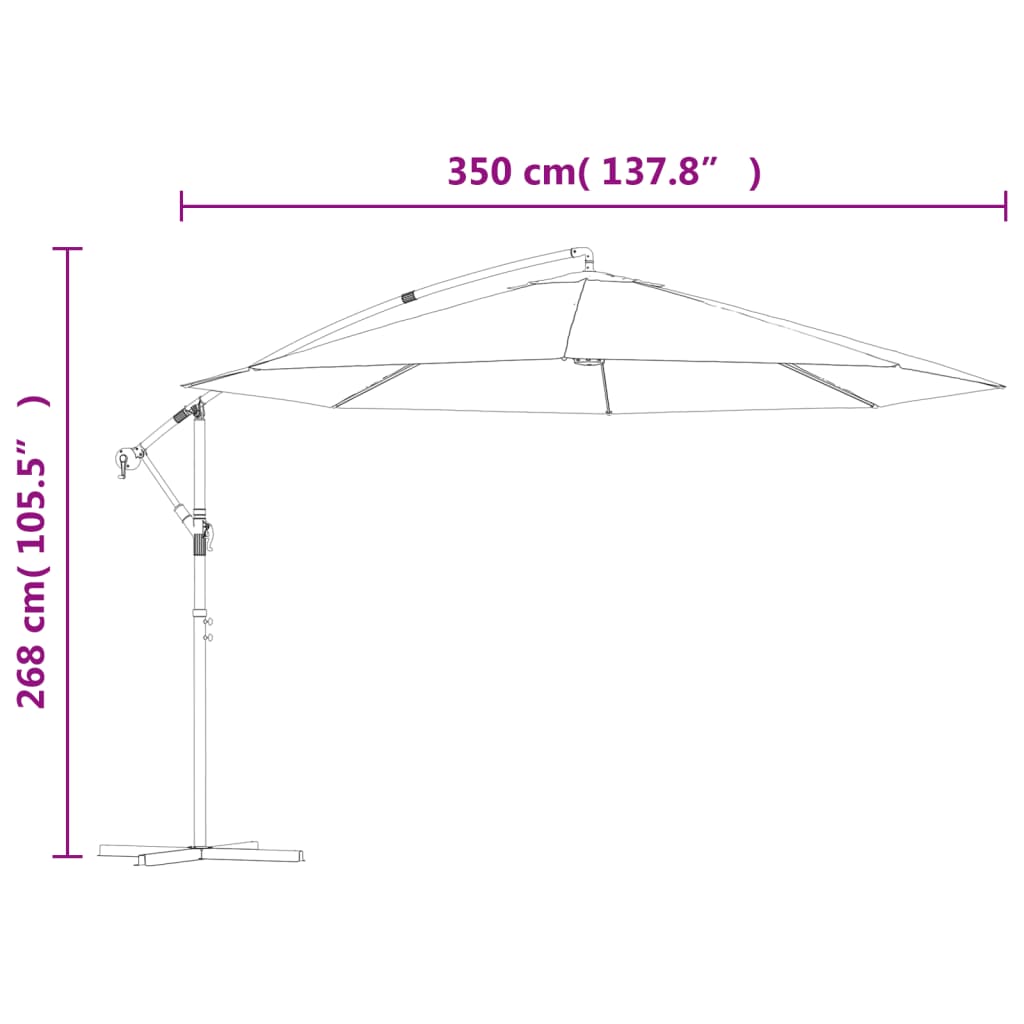 Guarda-sol de jardim cantilever 3,5 m branco areia