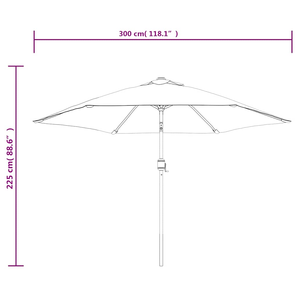 Guarda-sol de jardim cantilever com luzes LED 3 m verde