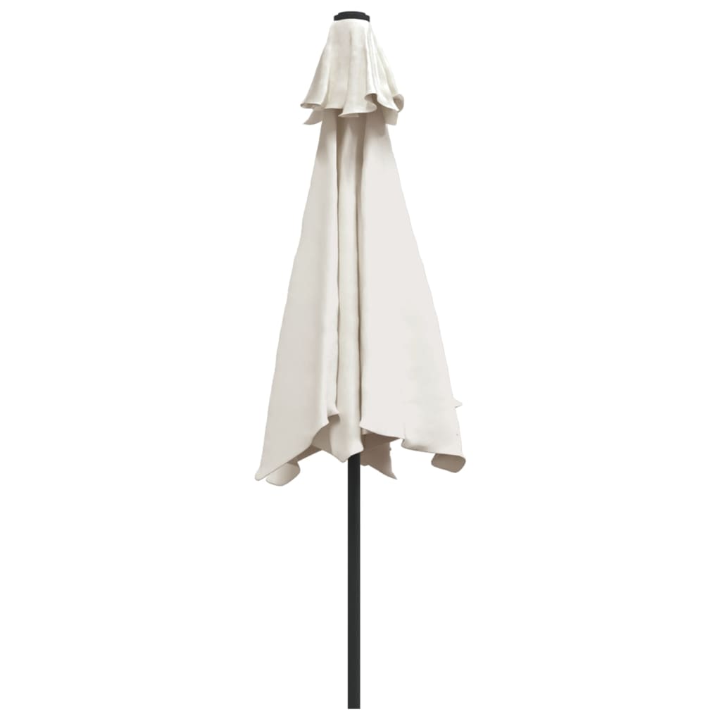 Guarda-sol de jardim cantilever com luzes LED 3 m branco areia