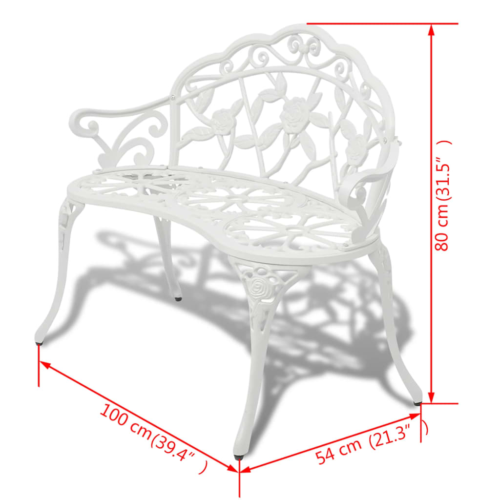 Banco de jardim 100 cm alumínio fundido branco