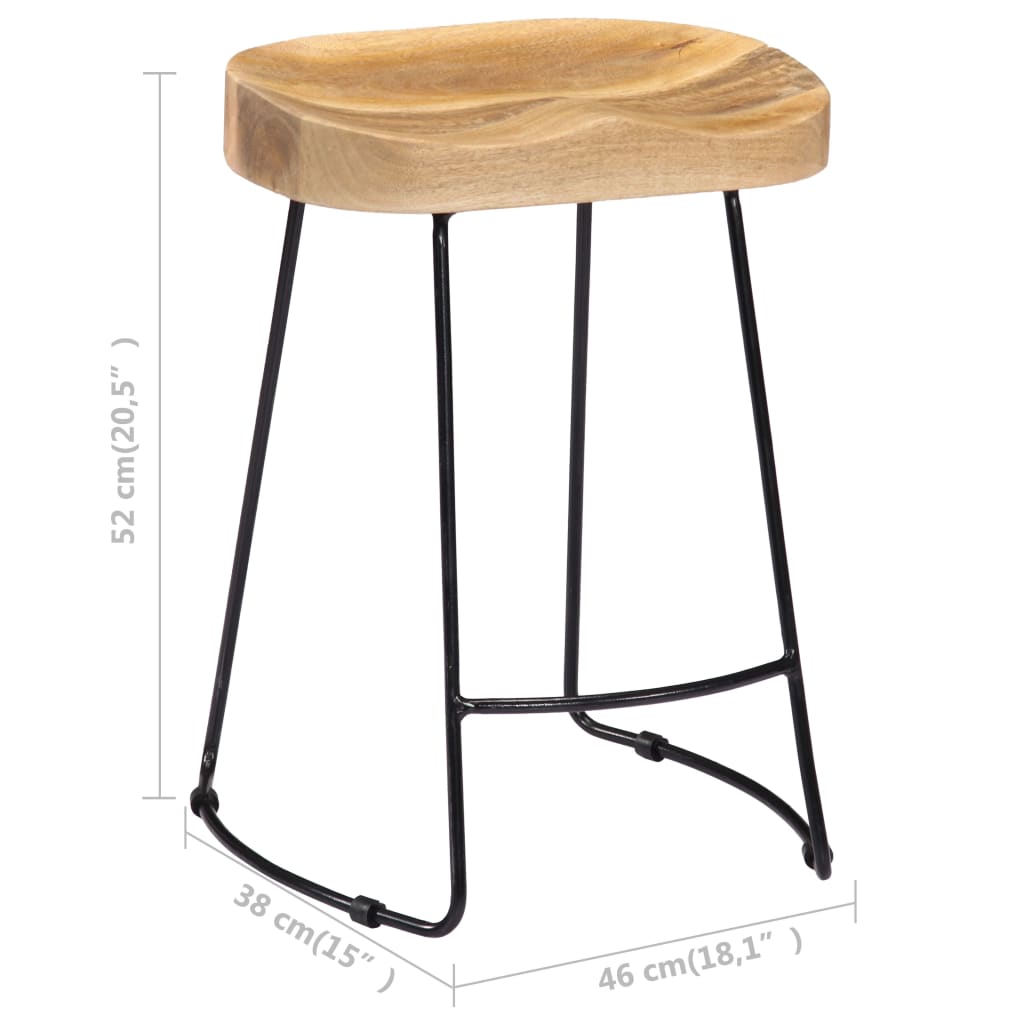 Bancos de bar Gavin 2 pcs madeira mangueira maciça