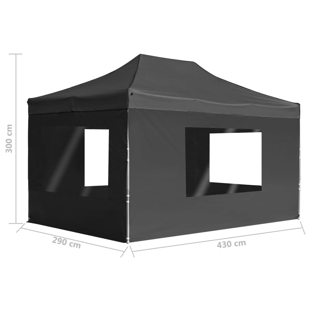 Tenda dobrável profissional c/ parede alumínio 4,5x3m antracite
