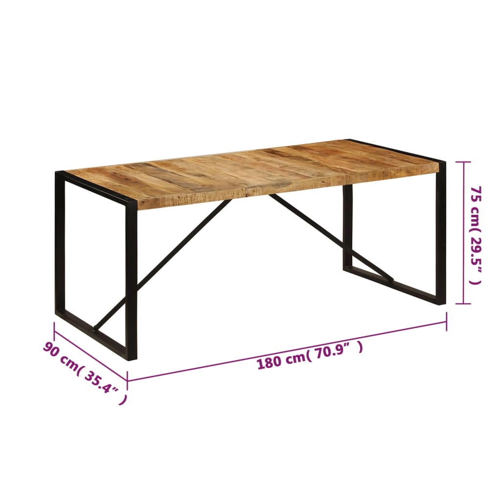 Mesa de jantar 180x90x75 cm madeira de magueira maciça