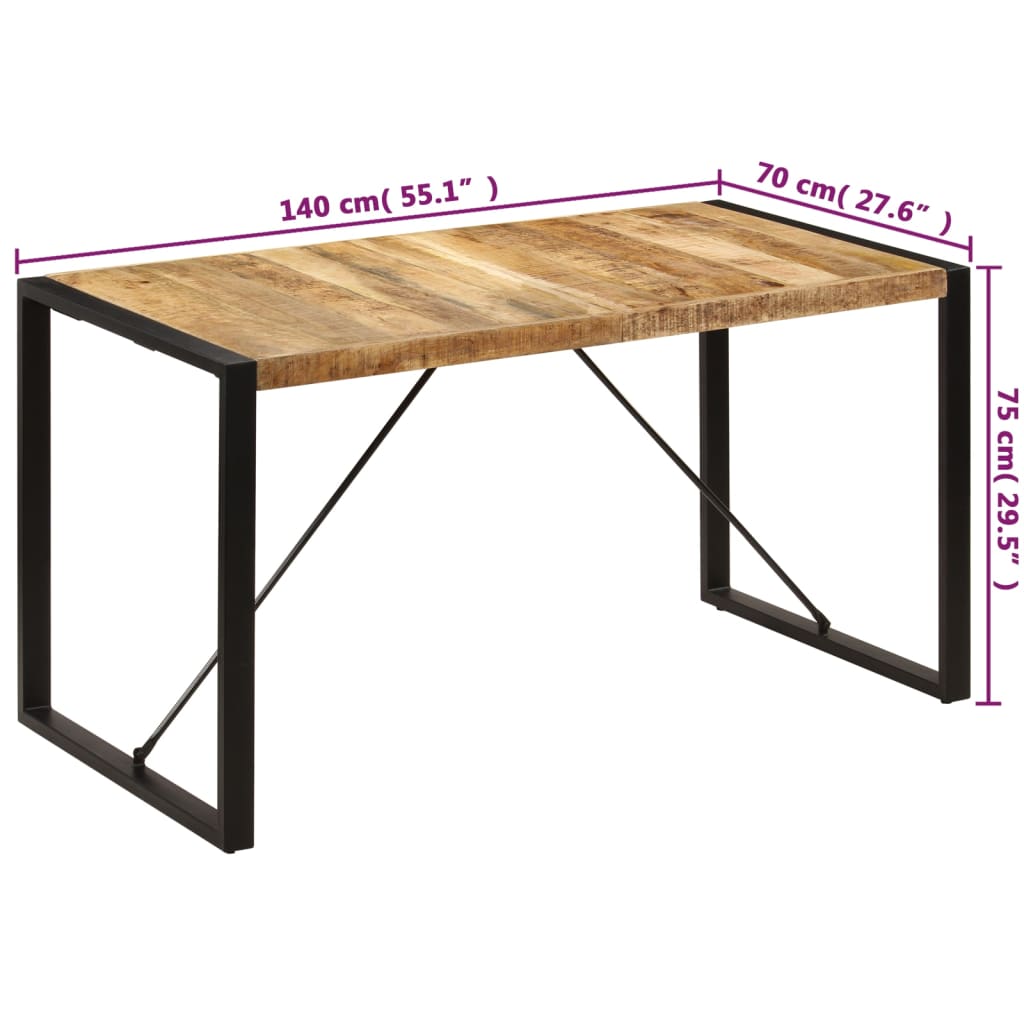Mesa de jantar 140x70x75 cm madeira de mangueira maciça