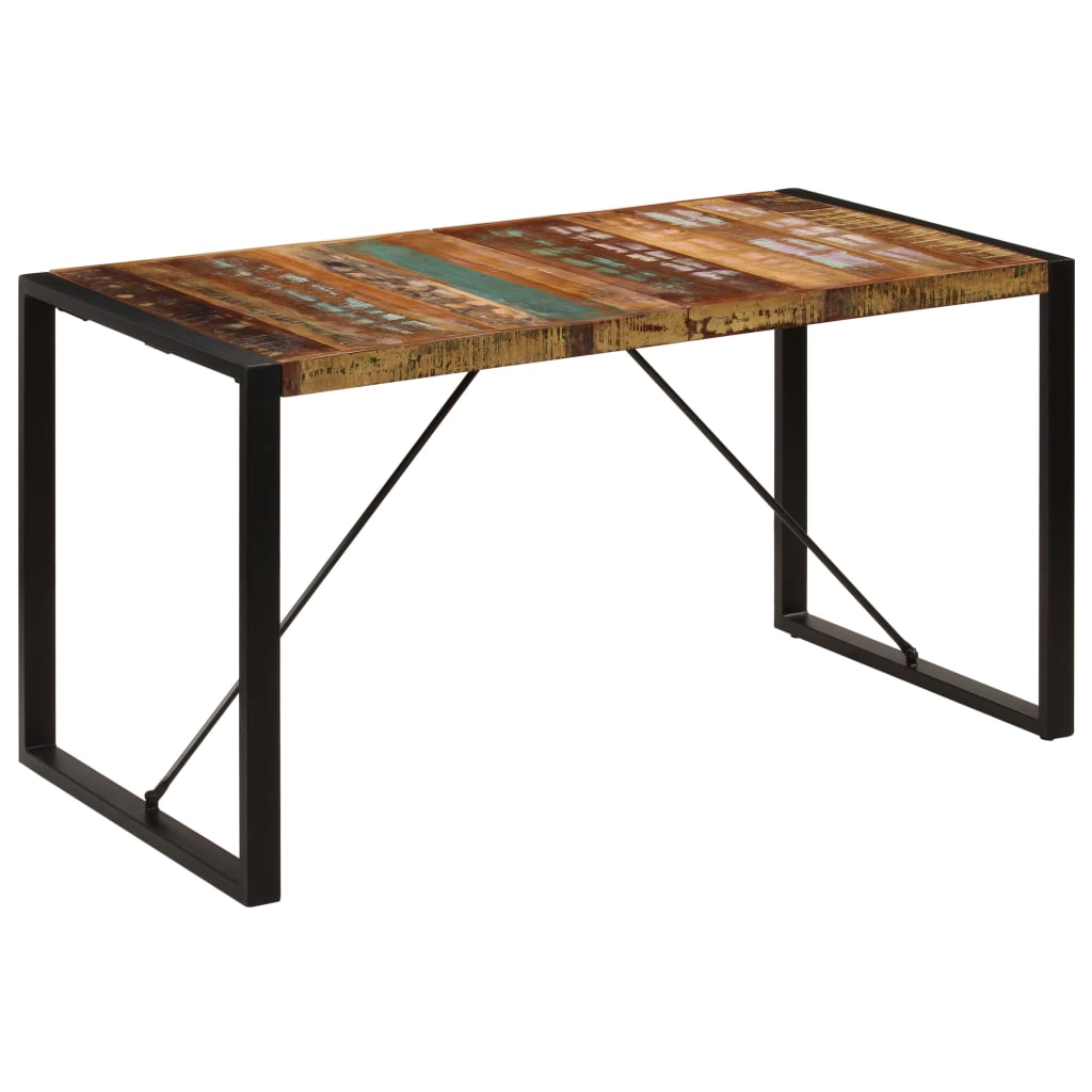Mesa de jantar 140x70x75 cm madeira recuperada maciça