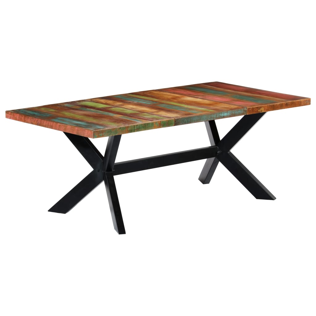 Mesa de jantar 200x100x75 cm madeira recuperada maciça