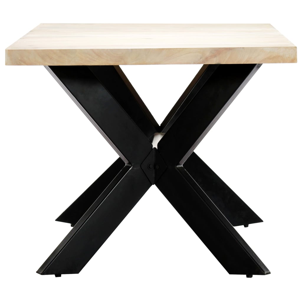 Mesa de jantar 180x90x75 cm madeira de mangueira maciça branco