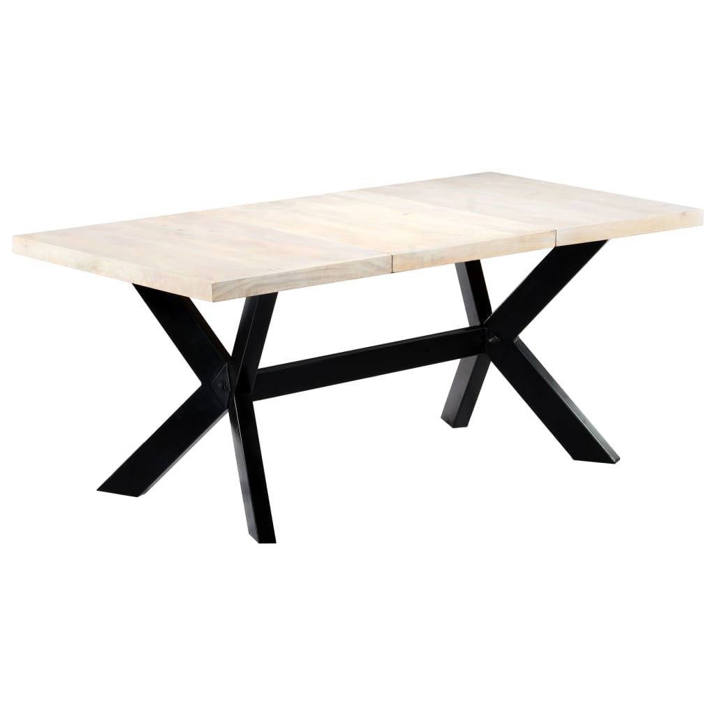 Mesa de jantar 180x90x75 cm madeira de mangueira maciça branco