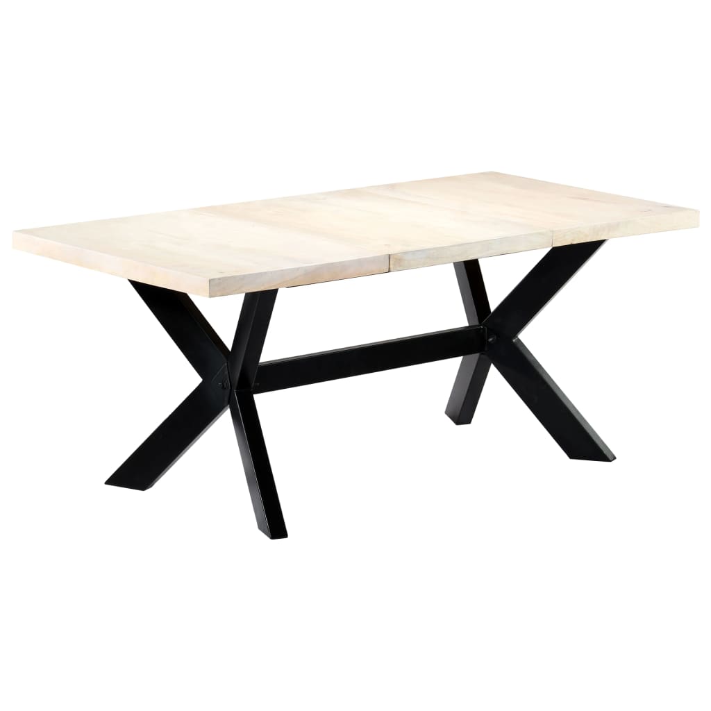 Mesa de jantar 180x90x75 cm madeira de mangueira maciça branco
