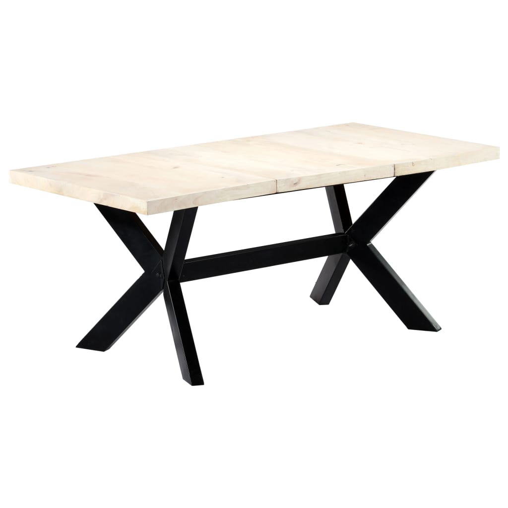 Mesa de jantar 180x90x75 cm madeira de mangueira maciça branco