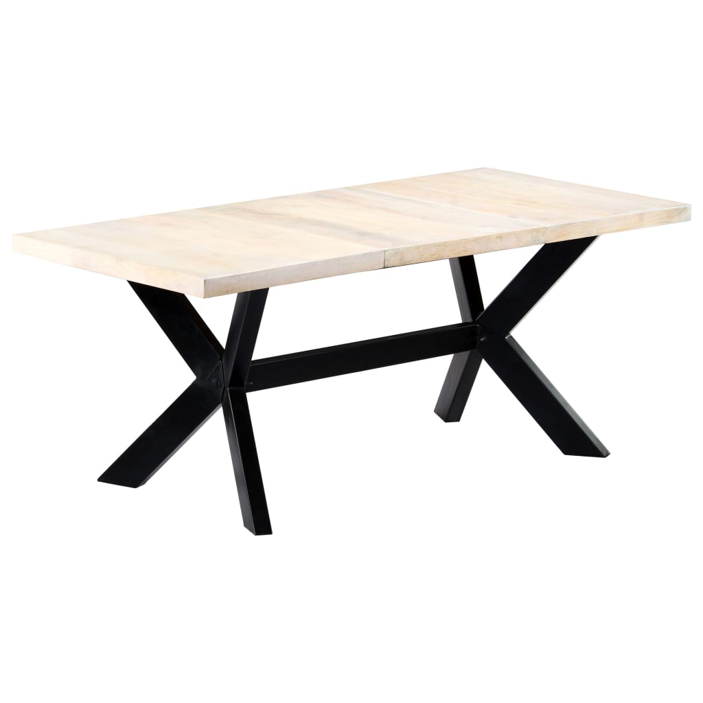 Mesa de jantar 180x90x75 cm madeira de mangueira maciça branco