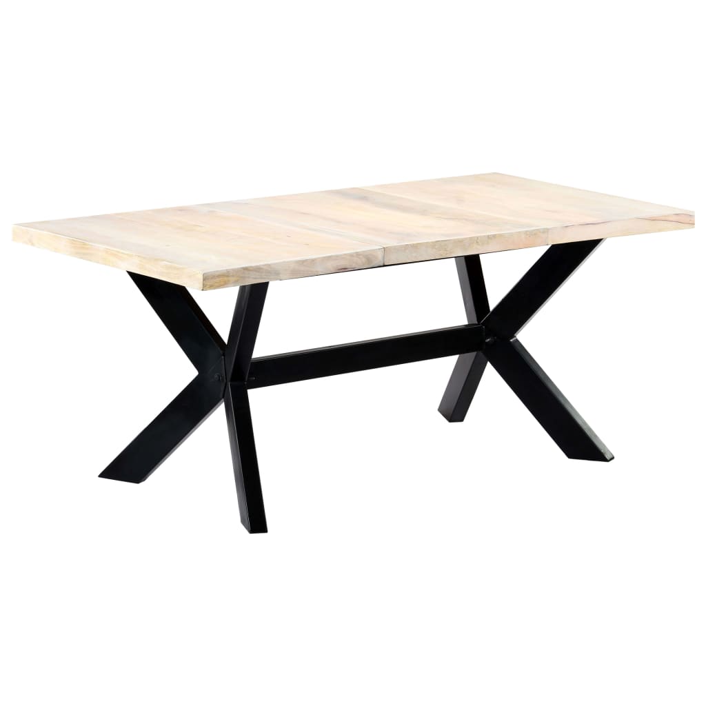Mesa de jantar 180x90x75 cm madeira de mangueira maciça branco