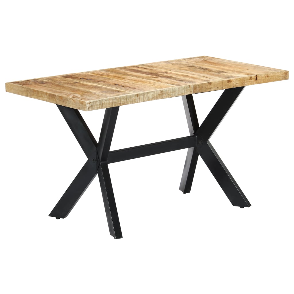 Mesa de jantar 140x70x75 cm madeira de mangueira maciça áspera