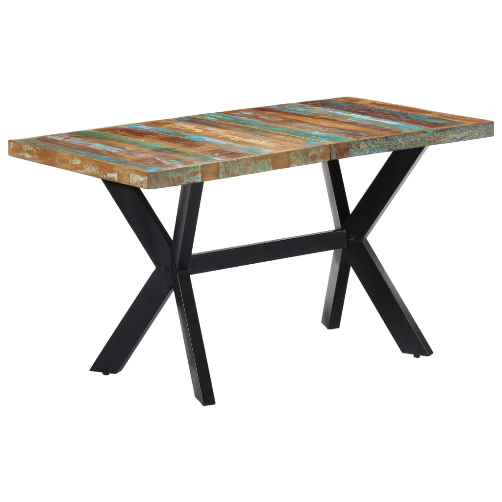 Mesa de jantar 140x70x75 cm madeira recuperada maciça