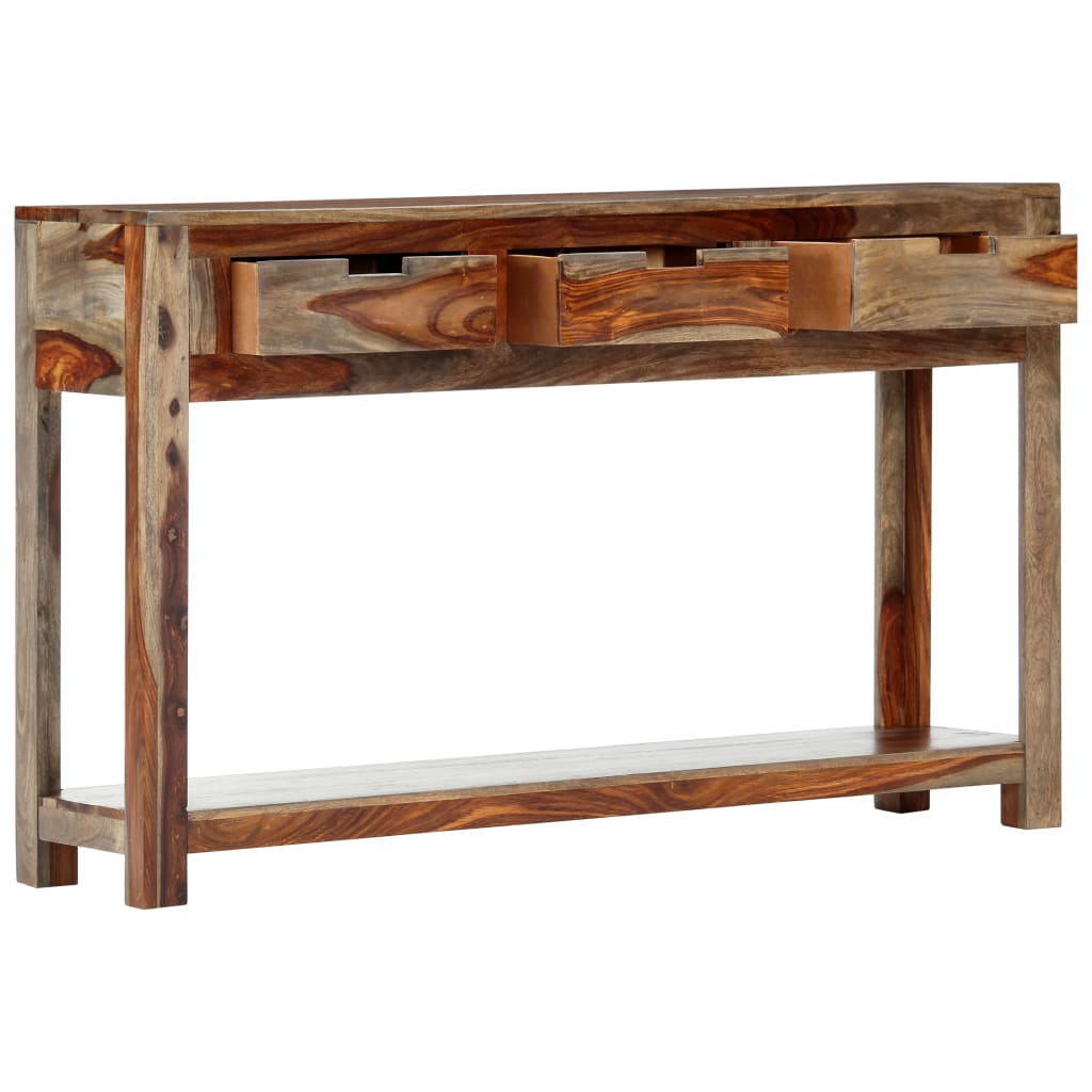 Mesa consola c/ 3 gavetas 120x30x75 cm madeira acácia maciça
