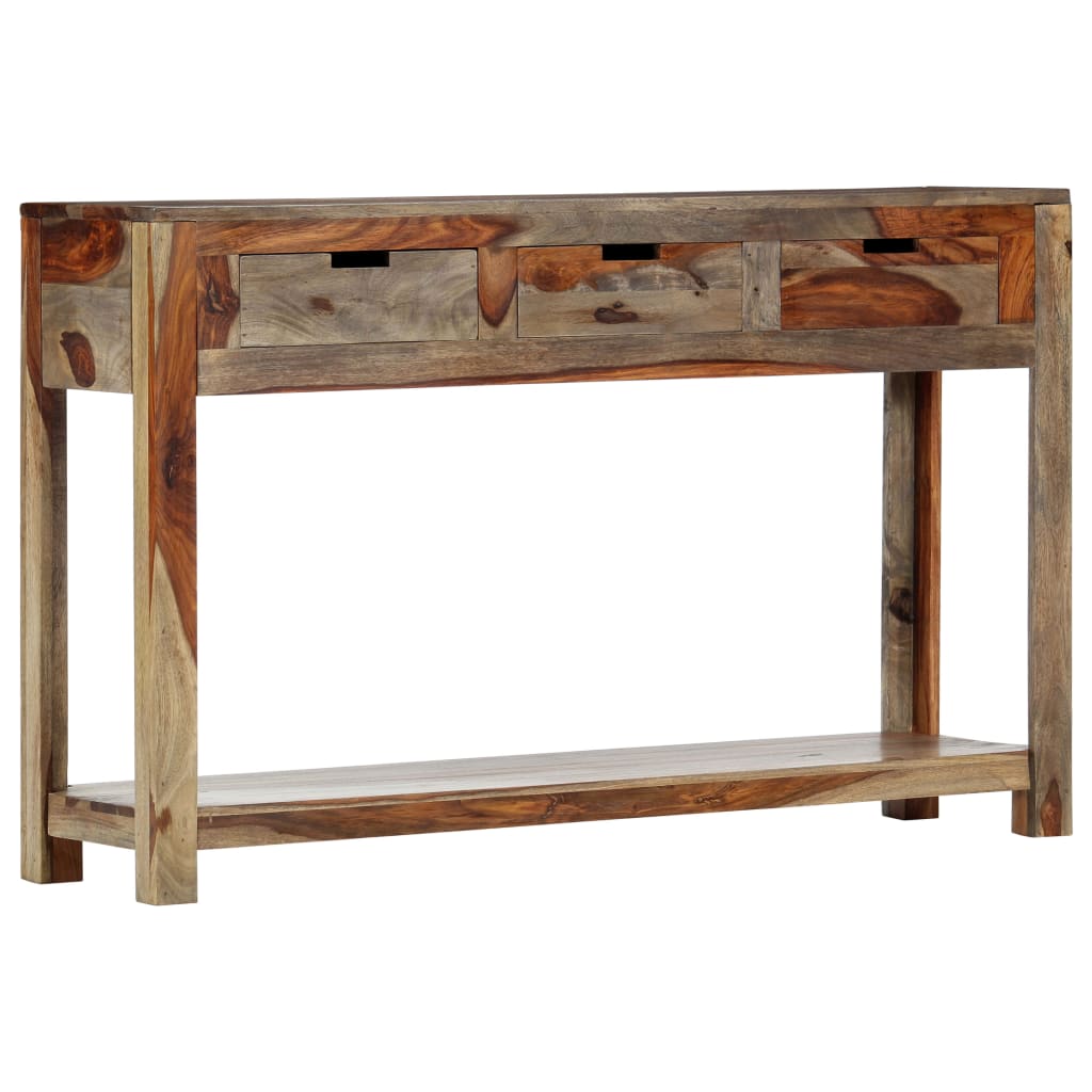 Mesa consola c/ 3 gavetas 120x30x75 cm madeira acácia maciça