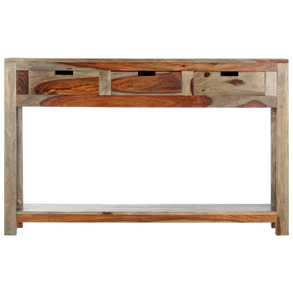 Mesa consola c/ 3 gavetas 120x30x75 cm madeira acácia maciça