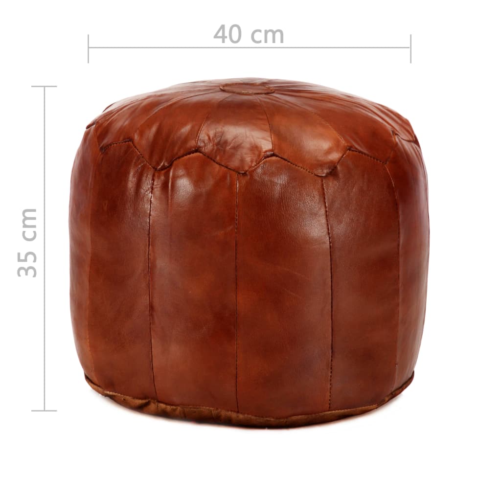 Pufe 40x35 cm couro de cabra genuíno bronze