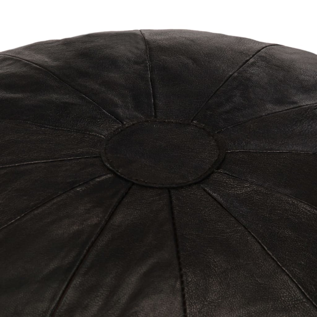 Pufe 40x35 cm couro de cabra genuíno preto