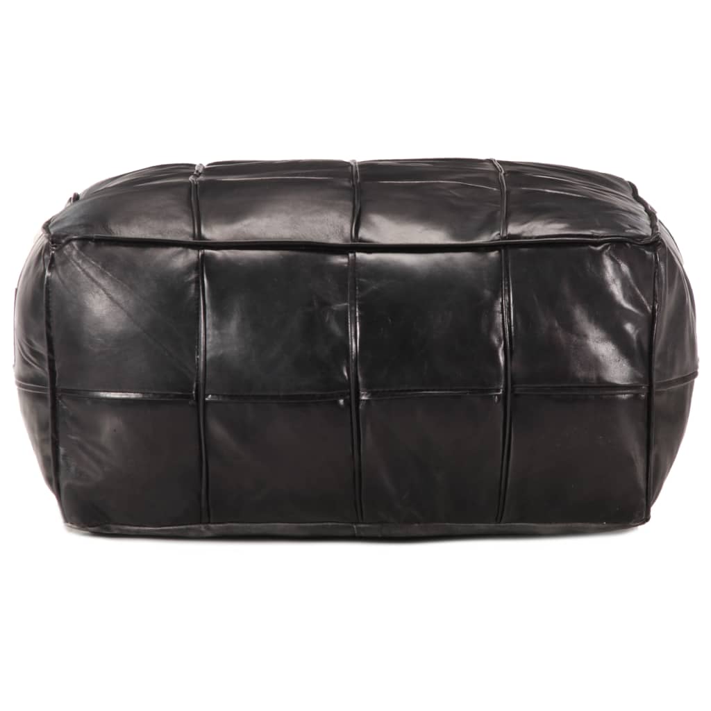Pufe 60x60x30 cm couro de cabra genuíno preto