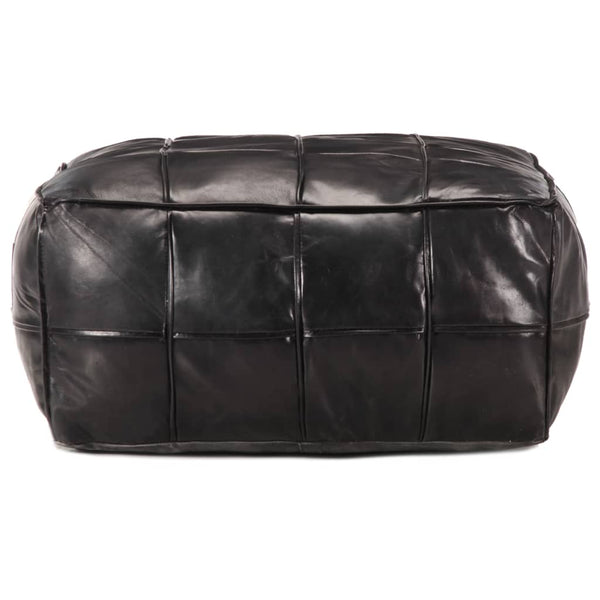 Pufe 60x60x30 cm couro de cabra genuíno preto