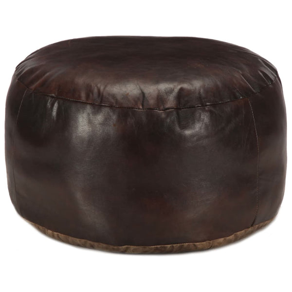 Pufe 60x30 cm couro de cabra genuíno castanho-escuro