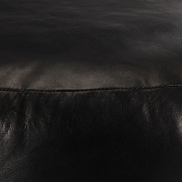 Pufe 60x30 cm couro de cabra genuíno preto