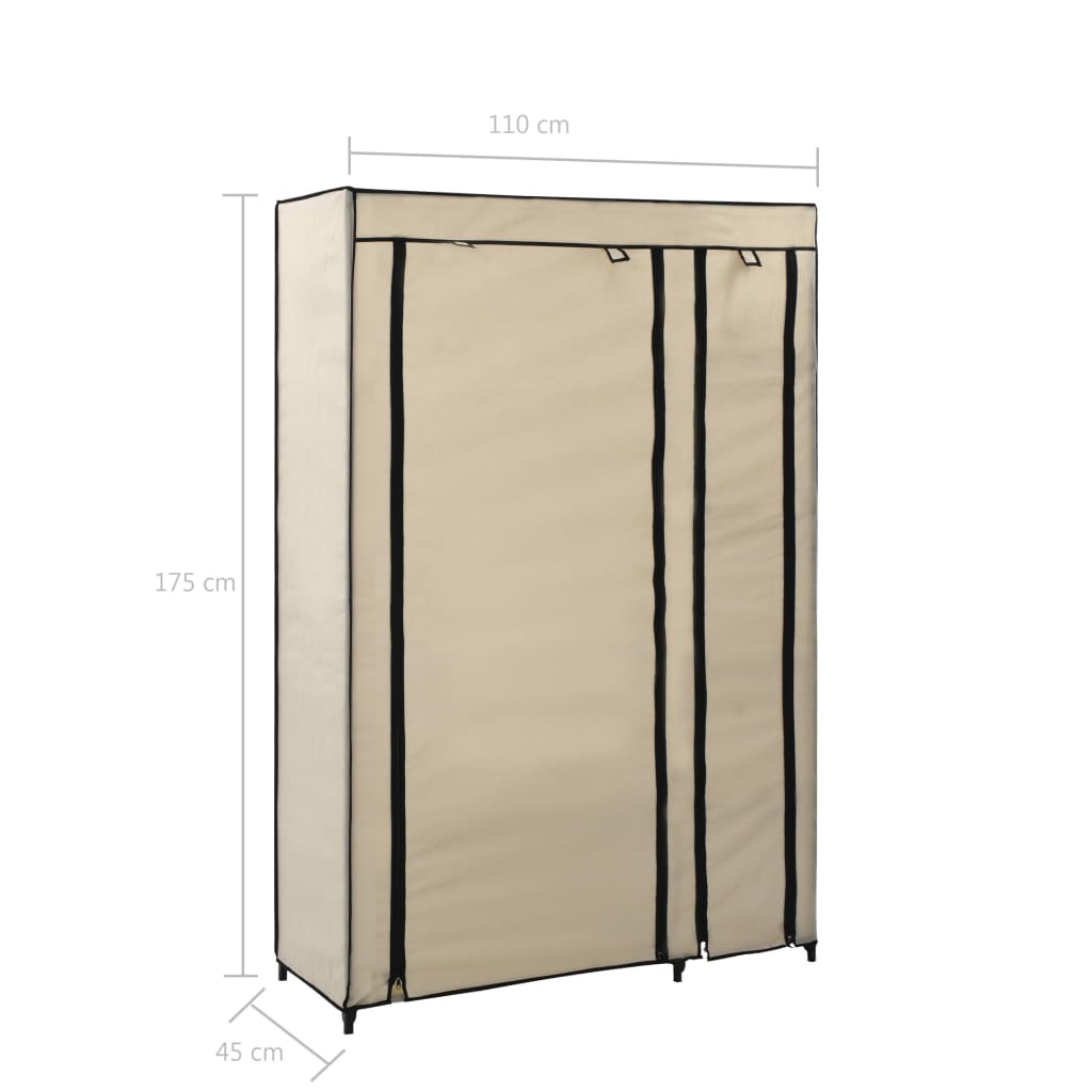 Roupeiros dobráveis 2 pcs 110x45x175 cm tecido cor creme