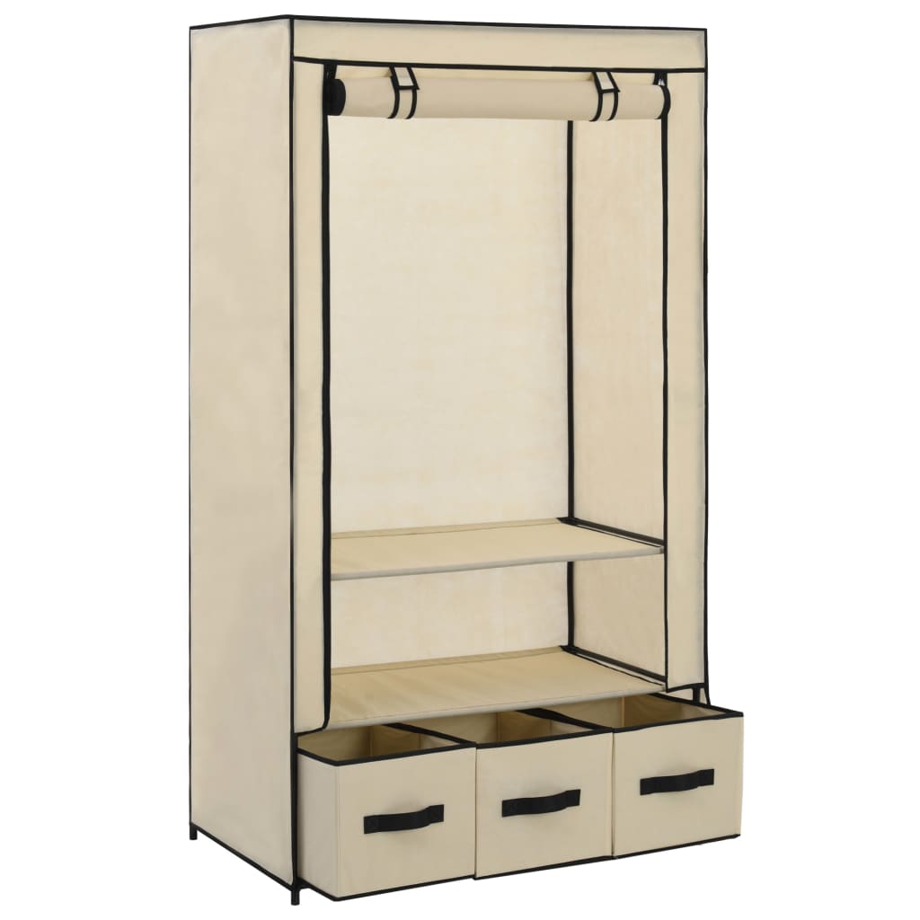 Roupeiro 87x49x159 cm tecido cor creme