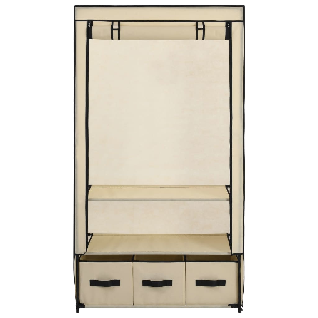 Roupeiro 87x49x159 cm tecido cor creme