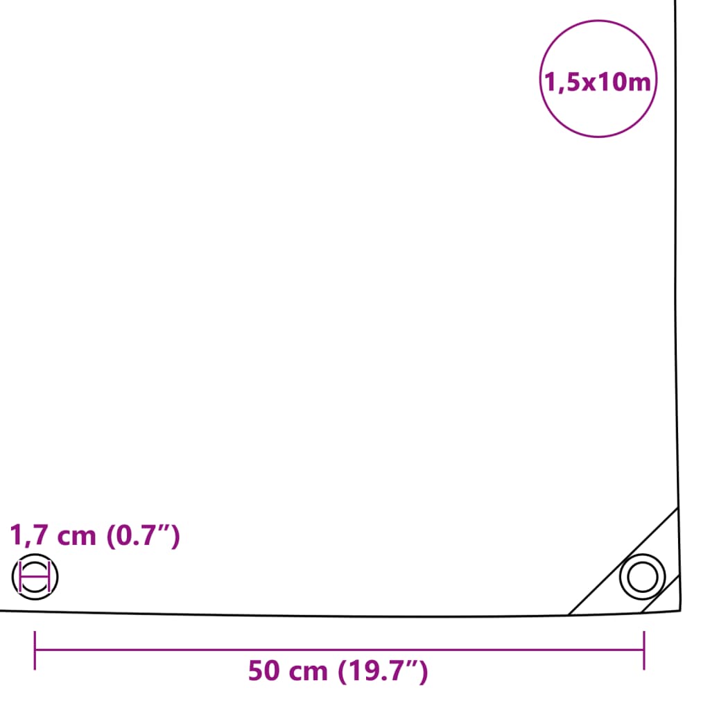 Lona 650 g/m² 1,5x10 m branco